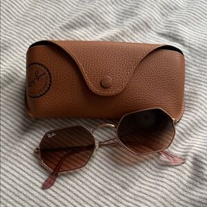 Ray-Ban Hexagonal Sunglasses with Brown Gradient Lenses